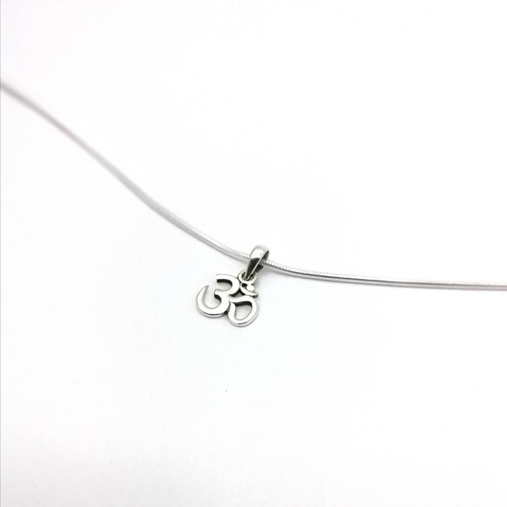 Om Pendant with Chain, Three Sizes, Yoga Pendant — 925 Silver