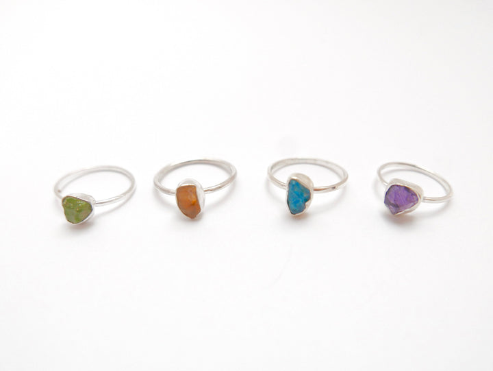 Simple Raw Stone Ring 925 Silver