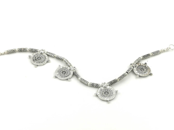 Silver Plated Boho Anklet with Tribal Coin Beads