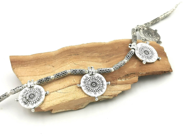 Silver Plated Boho Anklet with Tribal Coin Beads
