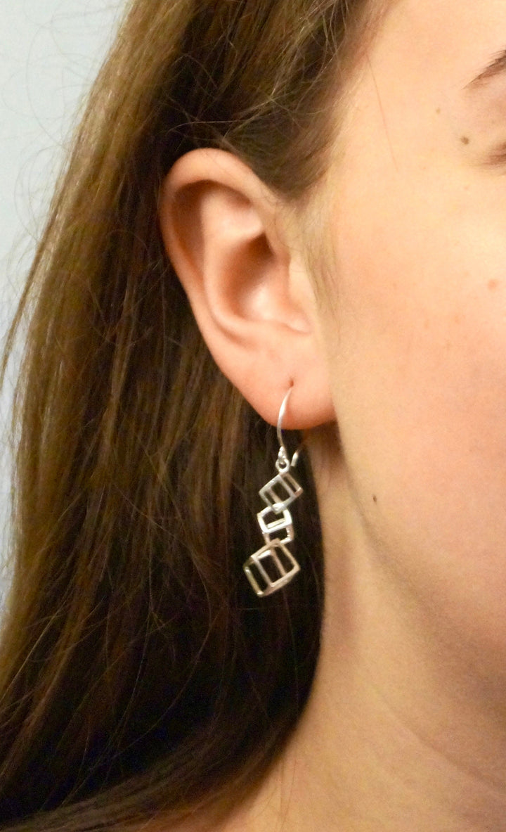Interlocked Cube Earrings — 925 Silver