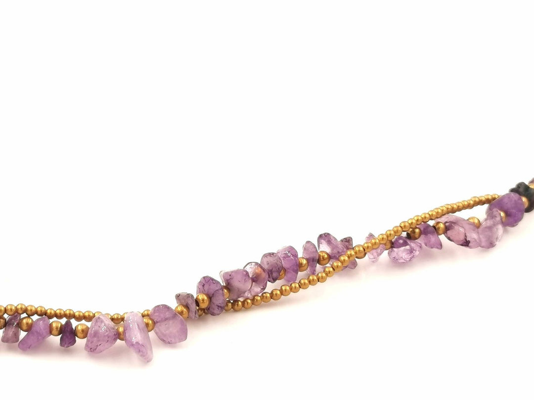 Brass Anklet with Tumbled Stone Beads, Bells