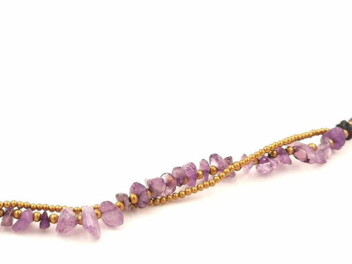 Brass Anklet with Tumbled Stone Beads, Bells
