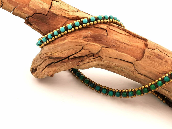Brass Anklet with Stone Beads