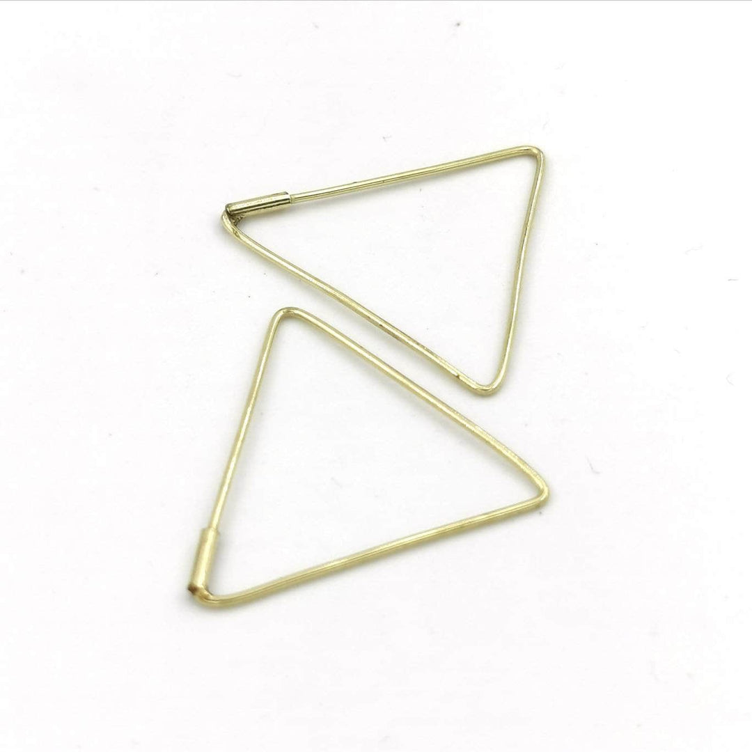 Gold Triangle Hoop Earrings Medium Size