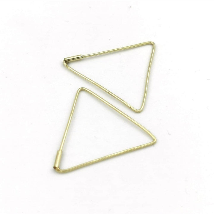 Gold Triangle Hoop Earrings Medium Size