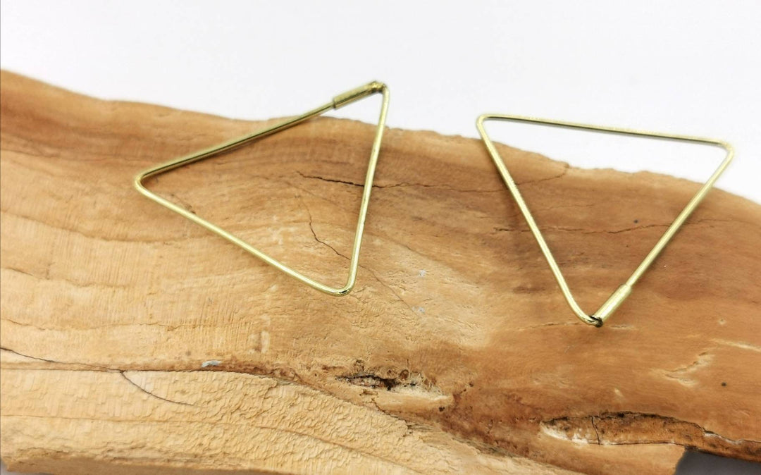 Gold Triangle Hoop Earrings Medium Size