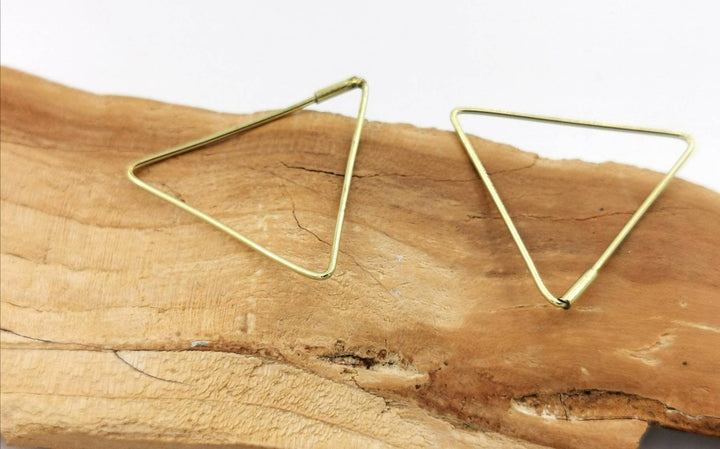 Gold Triangle Hoop Earrings Medium Size