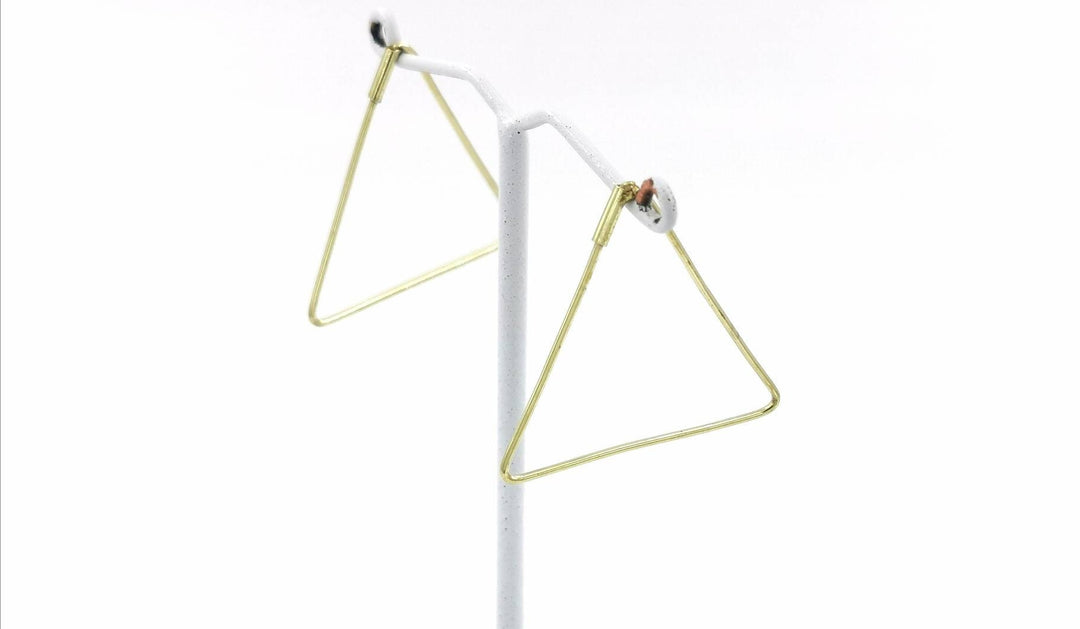 Gold Triangle Hoop Earrings Medium Size