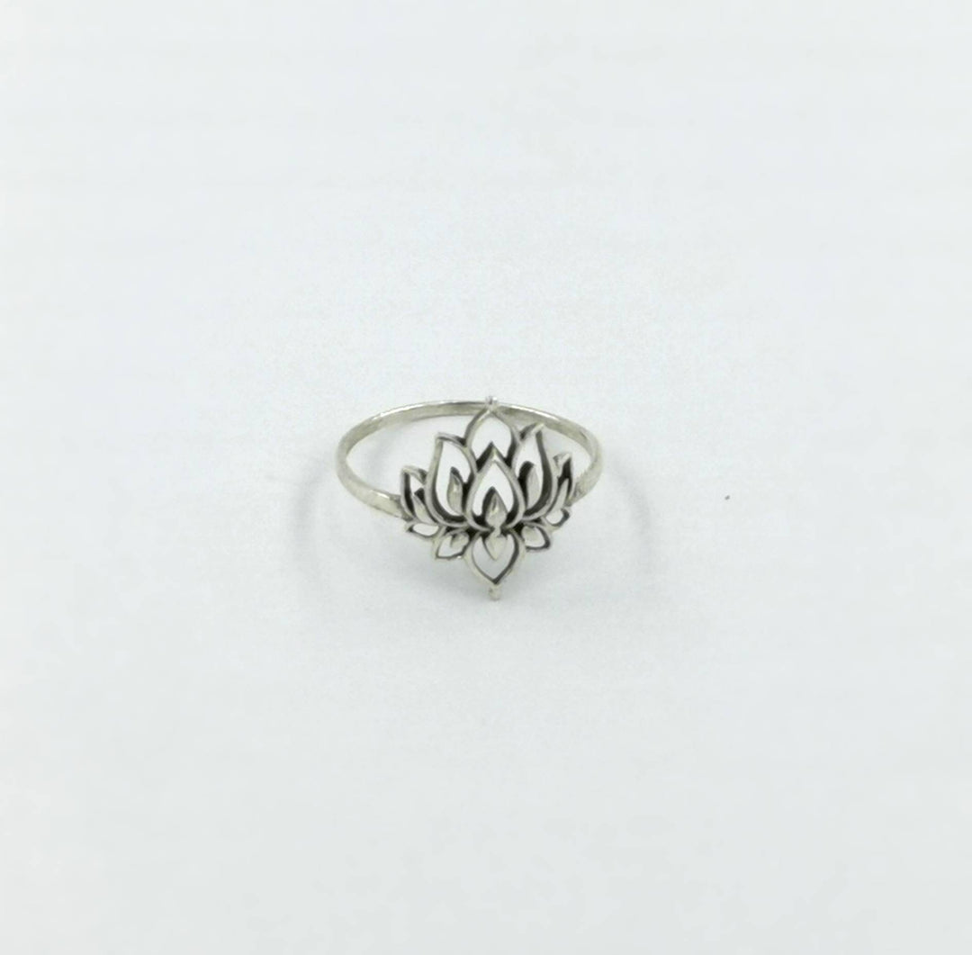 Detailed Lotus Flower Ring, Spiritual Jewelry — 925 Silver