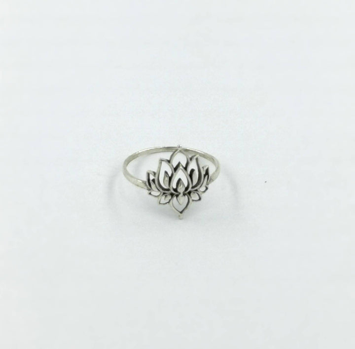 Detailed Lotus Flower Ring, Spiritual Jewelry — 925 Silver