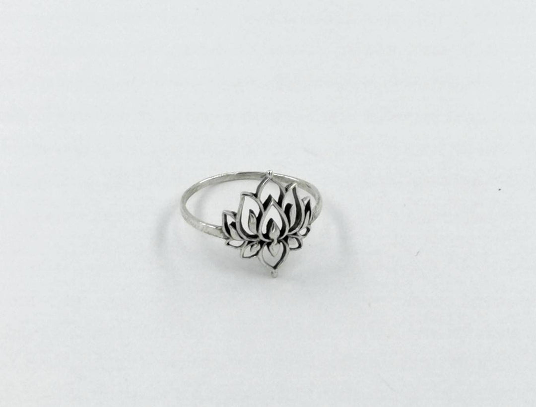 Detailed Lotus Flower Ring, Spiritual Jewelry — 925 Silver