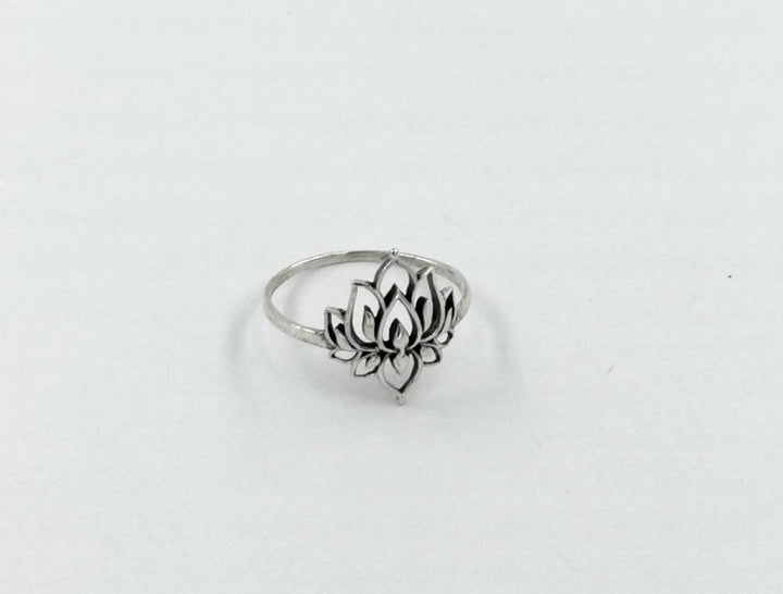 Detailed Lotus Flower Ring, Spiritual Jewelry — 925 Silver