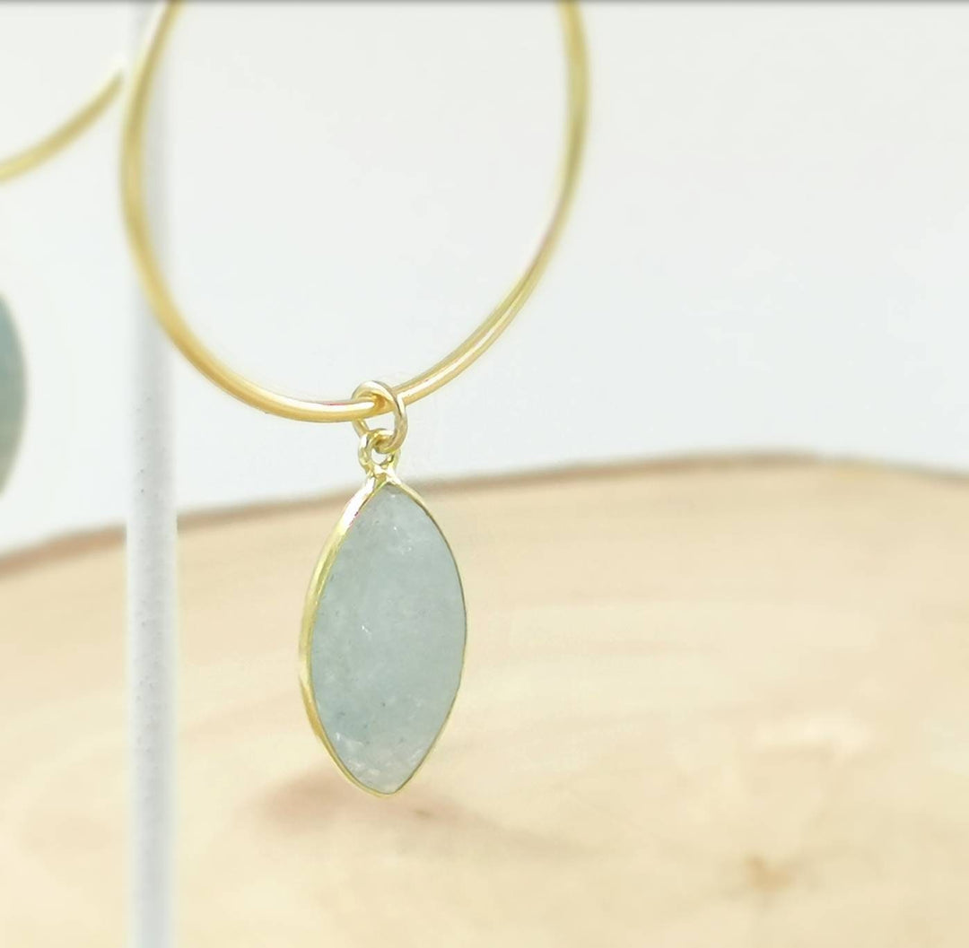 Hoop Earrings with Faceted Gemstones — 18k Gold Plated