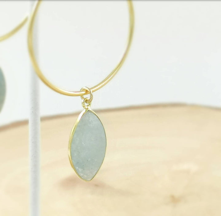 Hoop Earrings with Faceted Gemstones — 18k Gold Plated