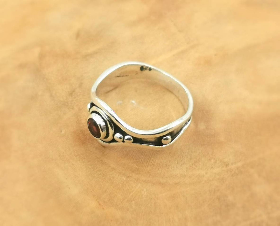 Asymmetrical Brutalist Ring with Natural Stone — 925 Silver