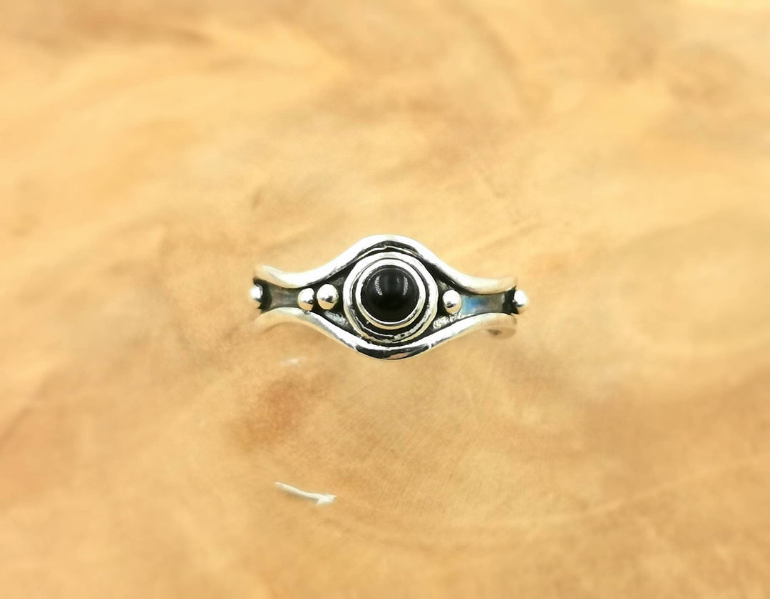 Asymmetrical Brutalist Ring with Natural Stone — 925 Silver