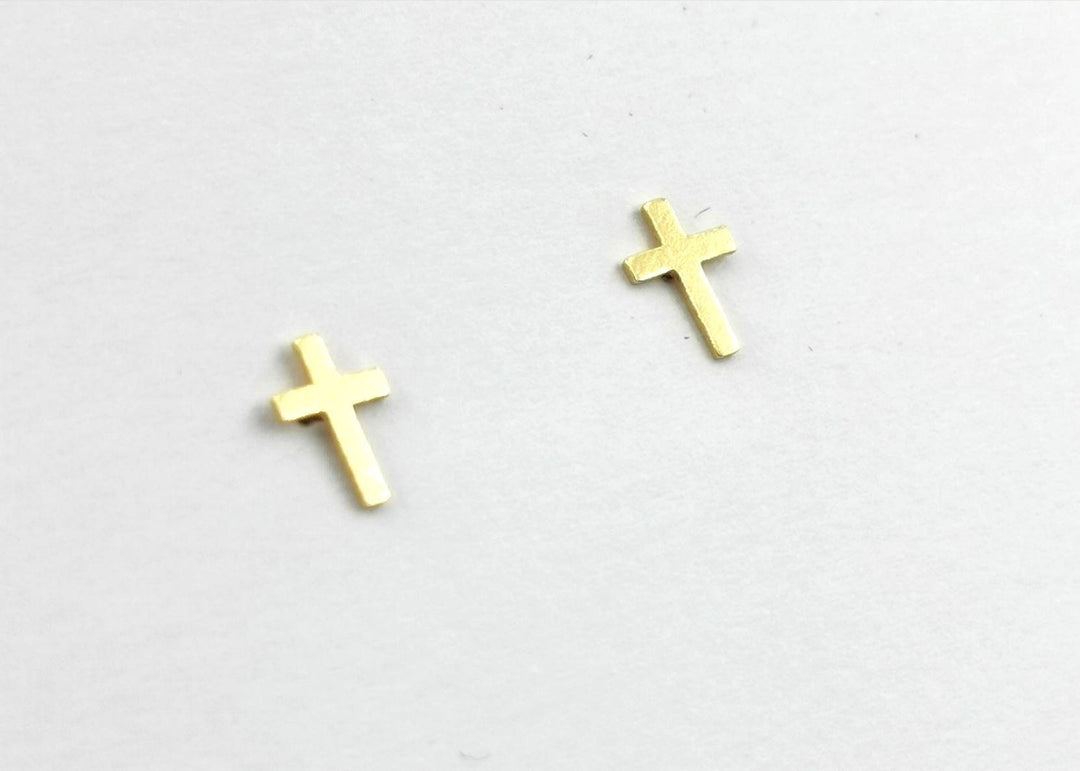 Christian Cross 18k Gold Plated 925 Silver Studs