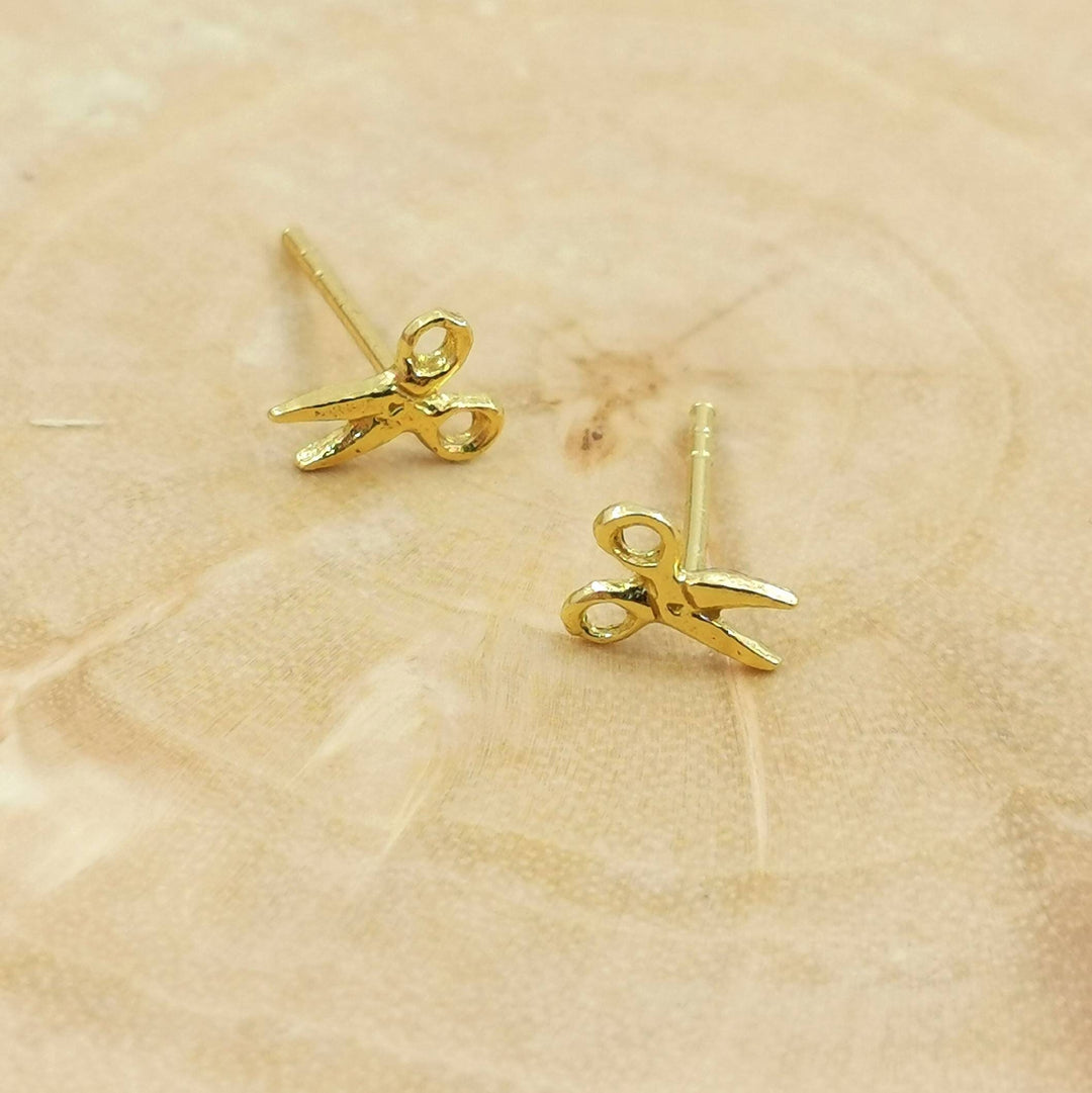 Tiny Scissor Stud Earrings — 18k Gold Plated