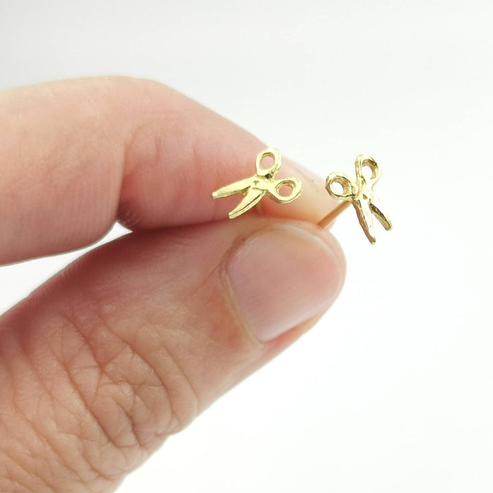 Tiny Scissor Stud Earrings — 18k Gold Plated