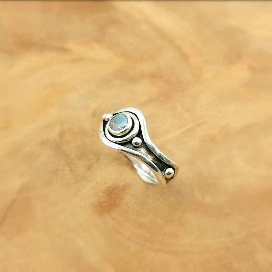 Asymmetrical Brutalist Ring with Natural Stone — 925 Silver
