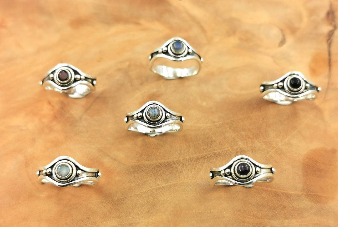 Asymmetrical Brutalist Ring with Natural Stone — 925 Silver