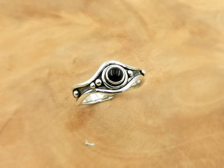 Asymmetrical Brutalist Ring with Natural Stone — 925 Silver