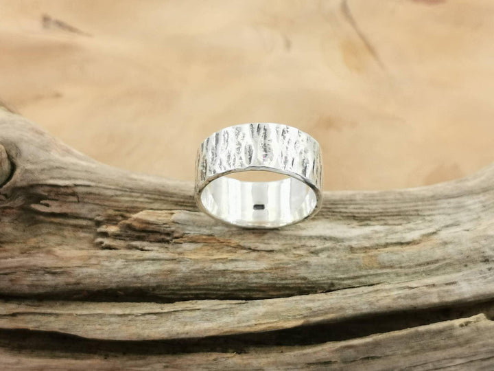 Thick Hammered Brutalist Ring — 925 Silver
