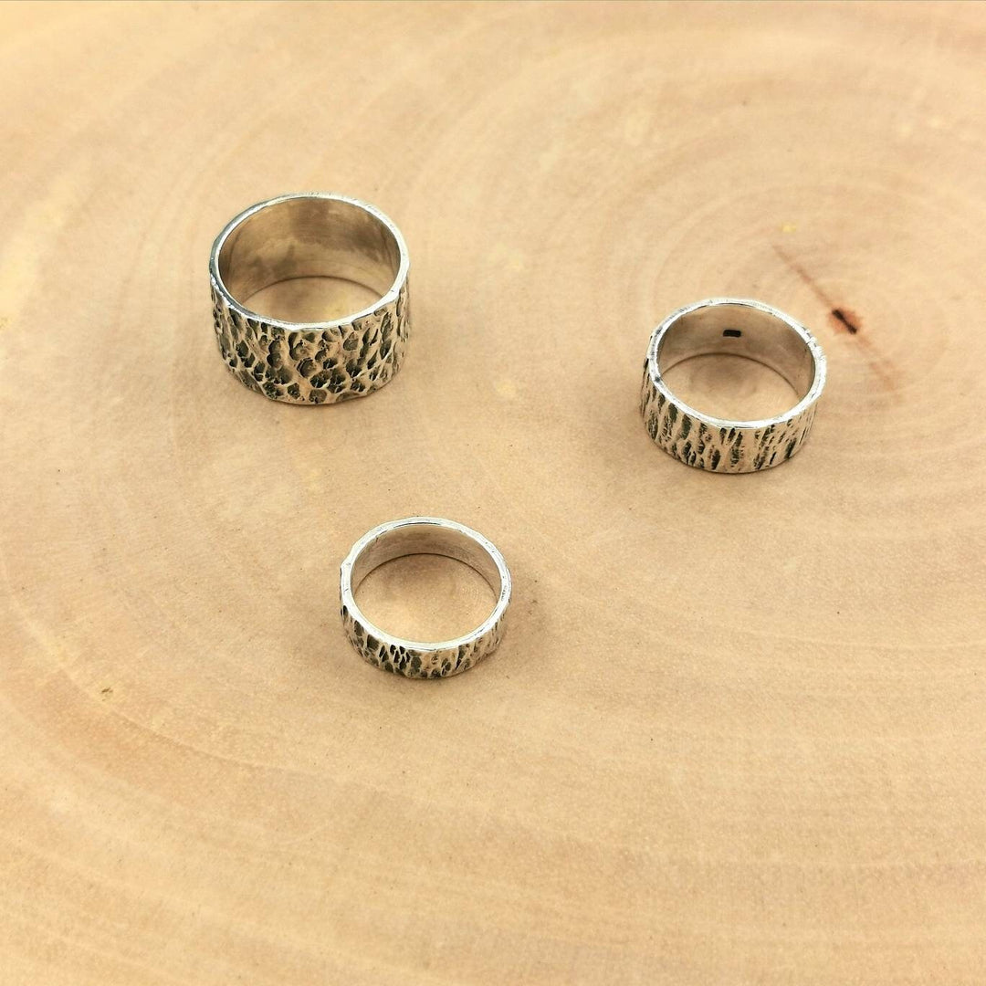 Thin Hammered Ring, Brutalist Ring for Men and Women — 925 Silver