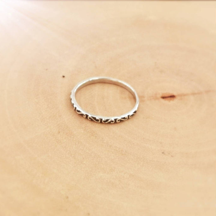 Stackable 925 Silver Ring  with Simple Pattern