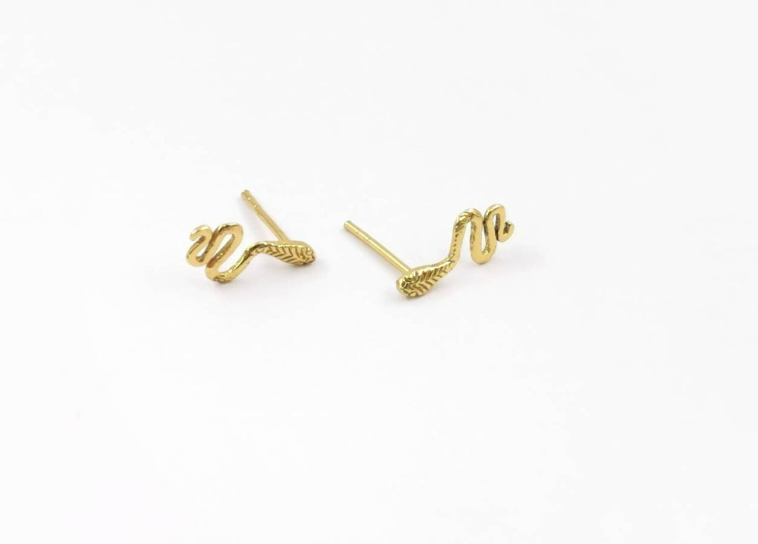Tiny Cobra Stud Earrings — 18k Gold Plated