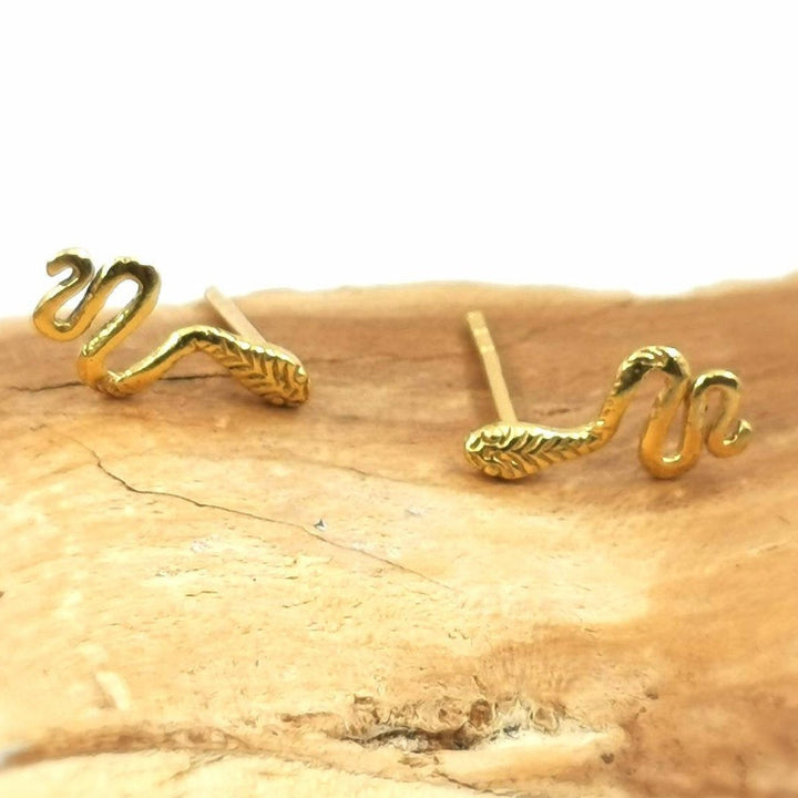 Tiny Cobra Stud Earrings — 18k Gold Plated