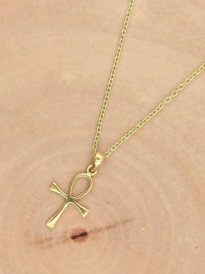 Ancient Tribal Christian Cross Pendant - 18k Gold Plated