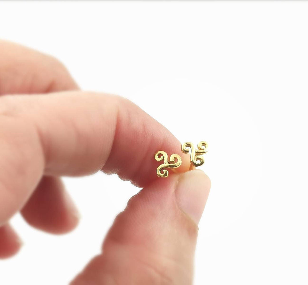 Triskele Stud Earrings — 18k Gold Plated