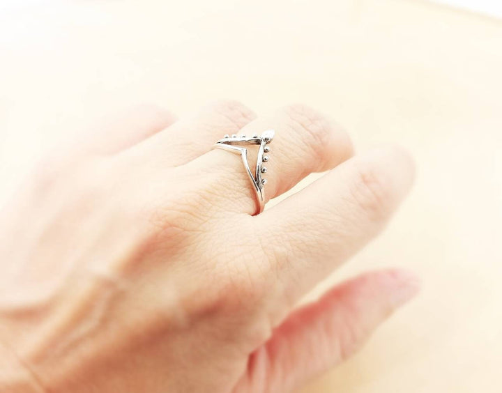 Oriental V  Boho Ring - 925 Silver