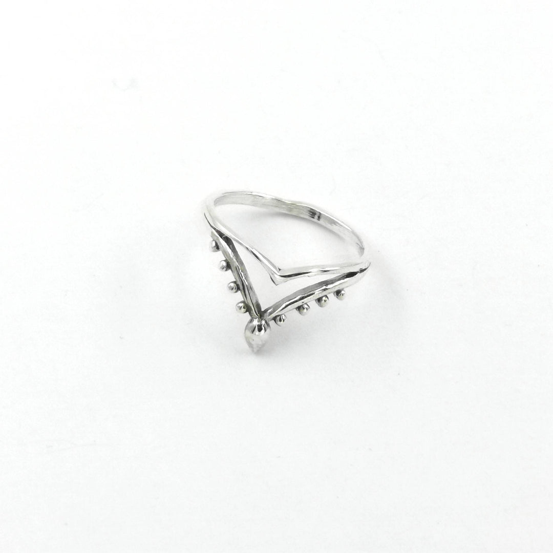 Oriental V  Boho Ring - 925 Silver