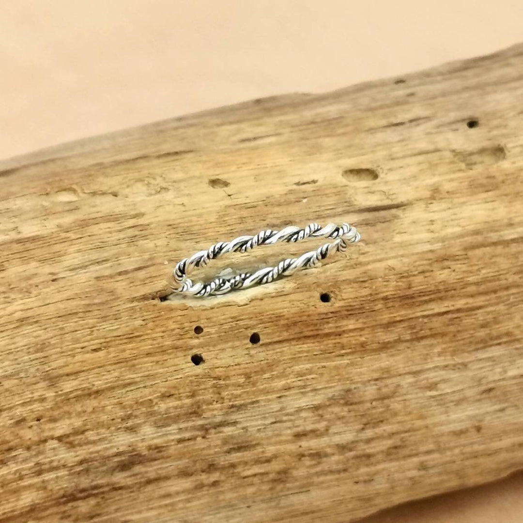 Thin Braided Stackable Ring 925 Silver