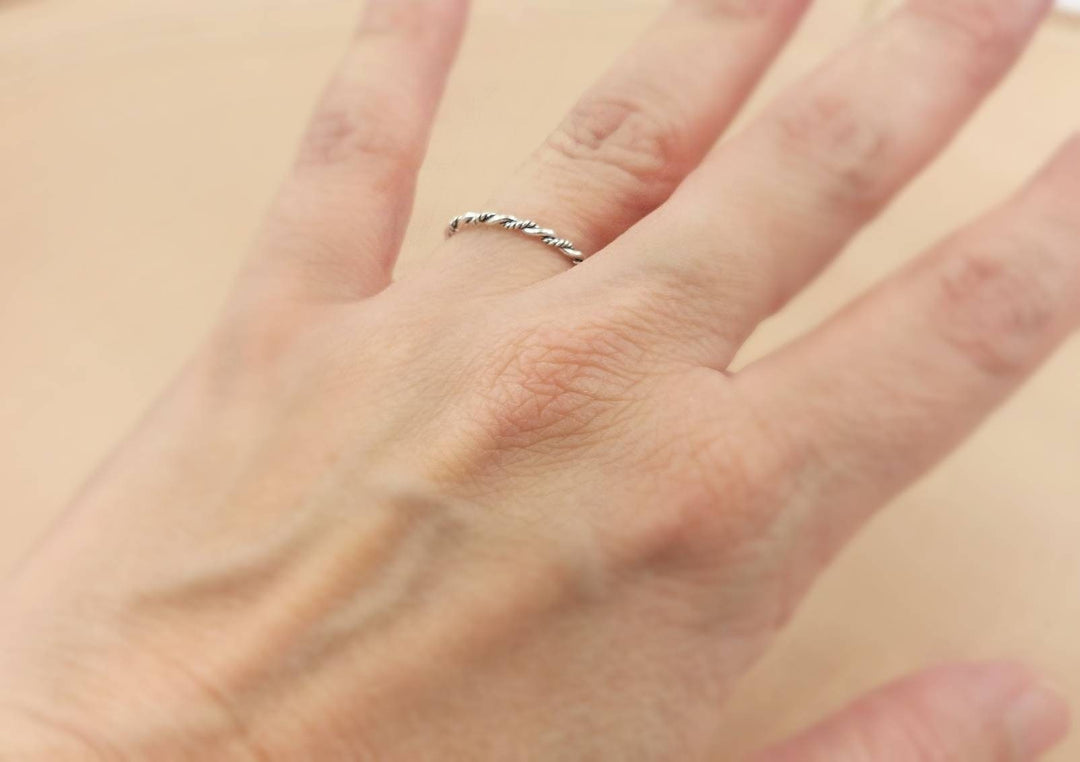 Thin Braided Stackable Ring 925 Silver