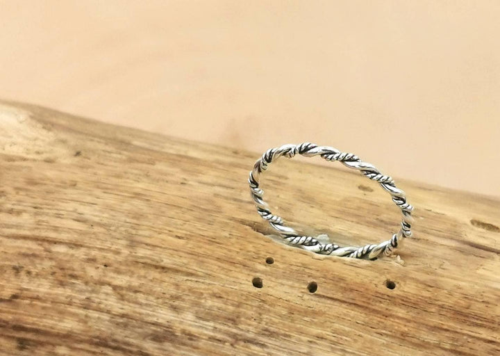 Thin Braided Stackable Ring 925 Silver
