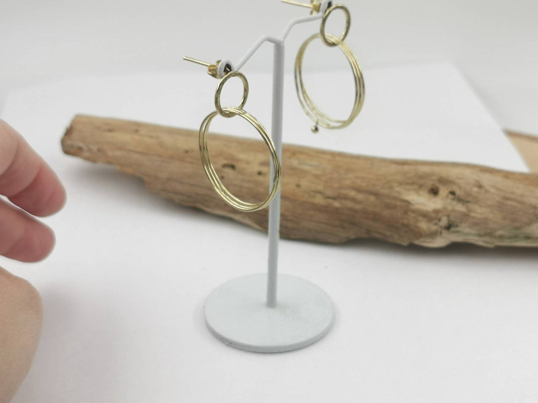 Multiple Loop Vintage Stud Earrings — Brass