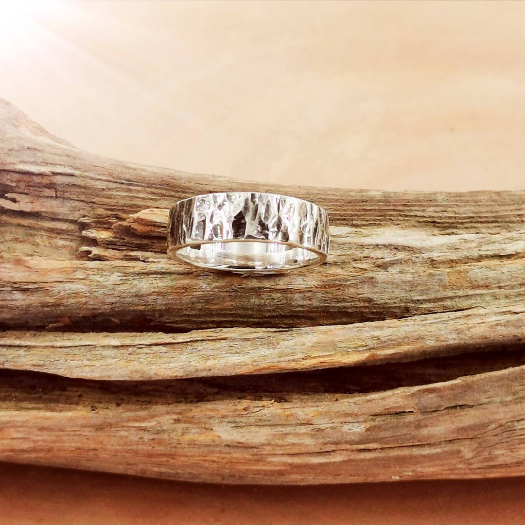 Thin Hammered Ring, Brutalist Ring for Men and Women — 925 Silver