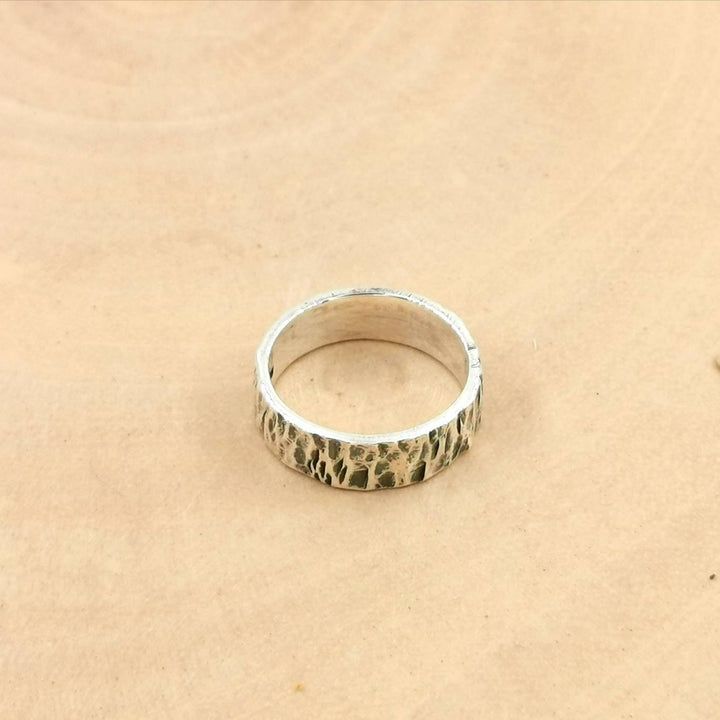 Thin Hammered Ring, Brutalist Ring for Men and Women — 925 Silver