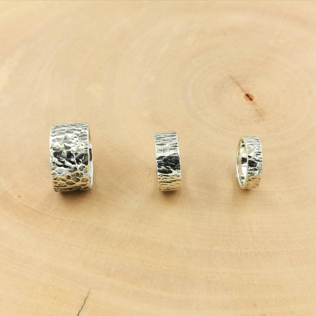 Thin Hammered Ring, Brutalist Ring for Men and Women — 925 Silver