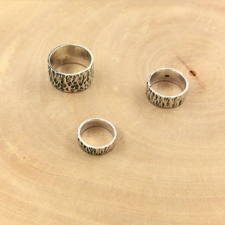 Thick Hammered Brutalist Ring — 925 Silver