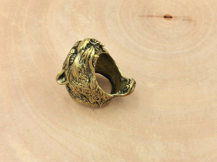 Brass Jaguar Head Ring for Men