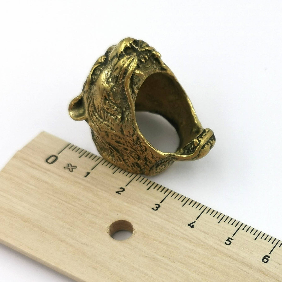 Brass Jaguar Head Ring for Men