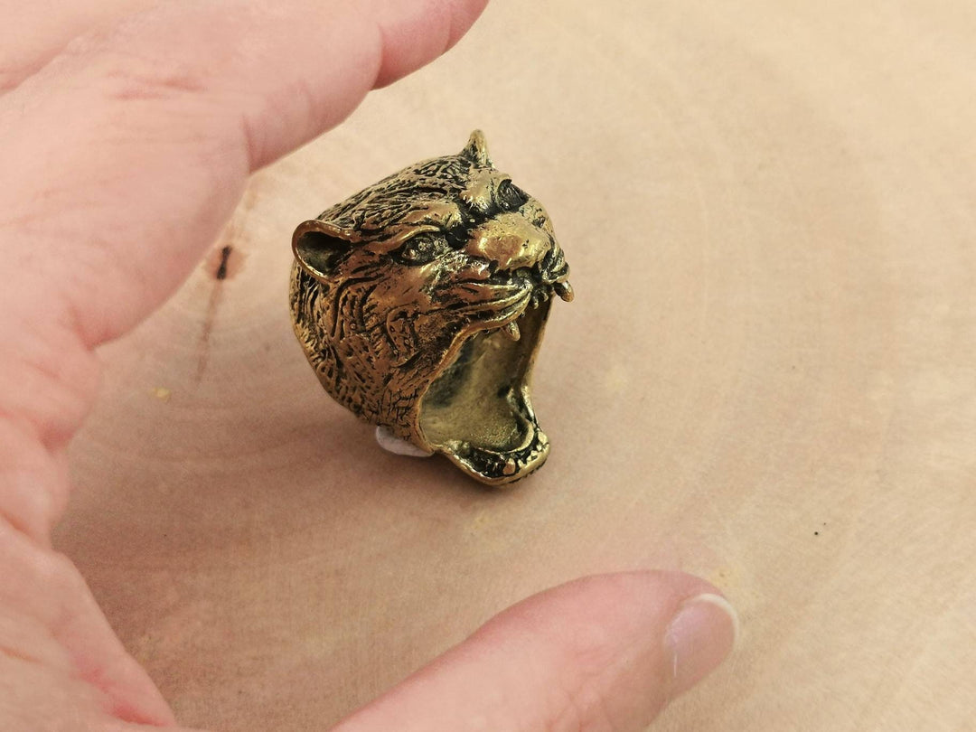 Brass Jaguar Head Ring for Men