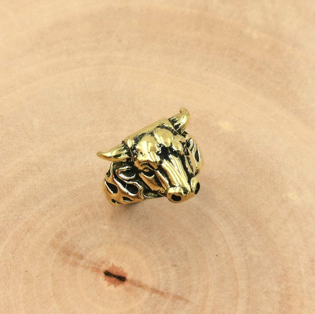 Golden Bull Head Ring
