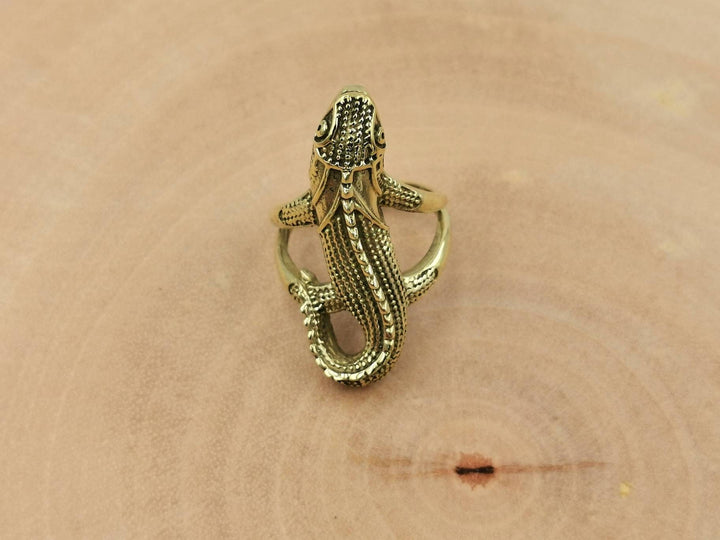 Large Lizard Ring — Brass