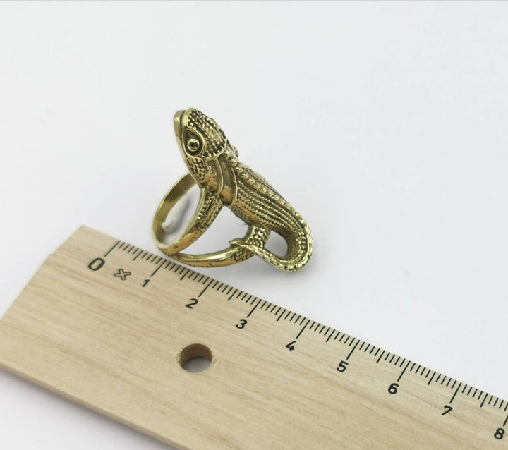 Large Lizard Ring — Brass
